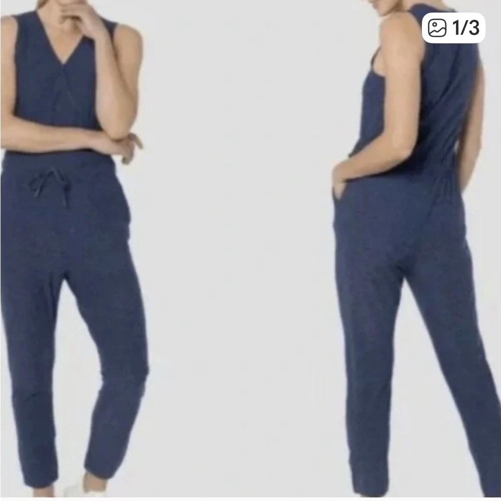 Kyodan Blue Sleeveless Wrap Front Jumpsuit with Drawstring Waist Size M